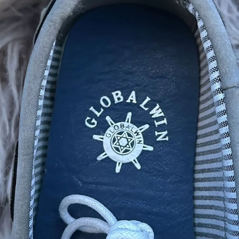 Globalwin Canvas Deck Shoes Blue Gray Size 7.5 Casual Boat Sneakers Men's
